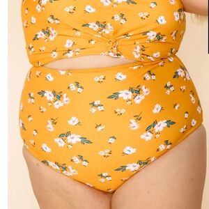 CORAL REEF Bali Reversible Swim Bottoms, MANGO/MANGO FLORAL, Size Large